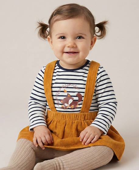 Ensemble robe + haut bébé fille Jaune ocre 1 - vertbaudet enfant 