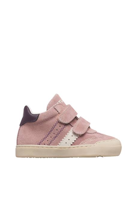 Baskets montantes enfant en cuir et daim riby high à scratch Blanc-rose-violet+Bleu-vert-rouge 1 - vertbaudet enfant 