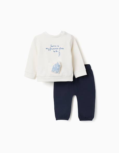 Ensemble en coton peigné avec imprimé et maison 3d Bleu foncé 1 - vertbaudet enfant 