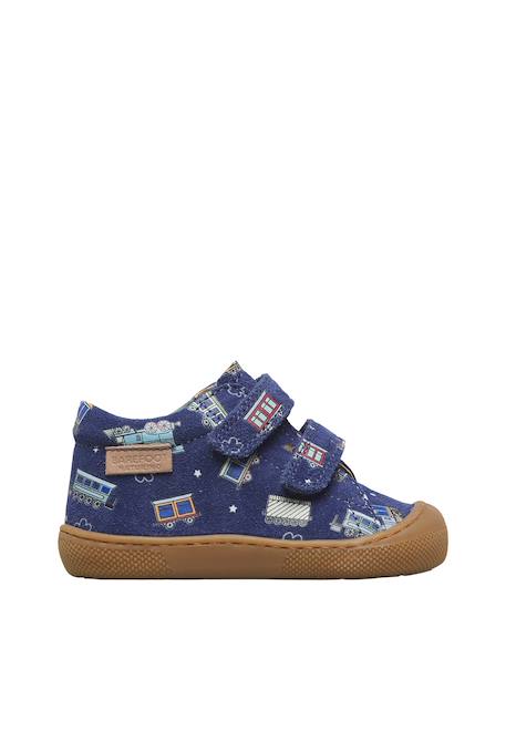 Chaussures premiers pas barefoot bébé garçon en daim amur à scratch Bleu-céleste 1 - vertbaudet enfant 