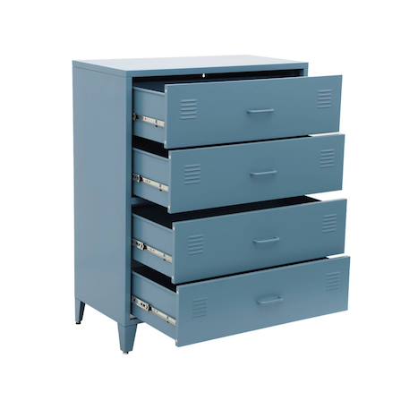 Commode industrielle acier 4 tiroirs - soho Bleu+Noir+Terracotta 4 - vertbaudet enfant 