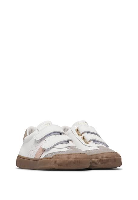Baskets enfant en cuir et daim riby à scratch Blanc-gris-bleu+Blanc-gris-rose poudré 7 - vertbaudet enfant 