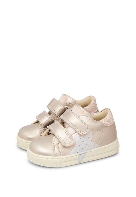 Baskets bébé fille en cuir salazar 3 à scratch Argent-rose 5 - vertbaudet enfant 
