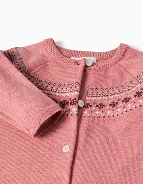 Gilet en maille avec motif jacquard Rose 3 - vertbaudet enfant 