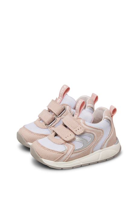 Baskets bébé fille en simili cuir et tissu sulko à scratch Argent-rose 5 - vertbaudet enfant 