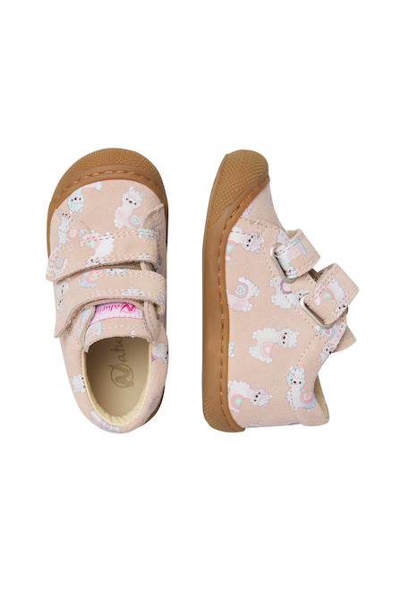 Chaussures premiers pas bébé fille en daim cocoon à scratch Rose poudré-céleste 4 - vertbaudet enfant 