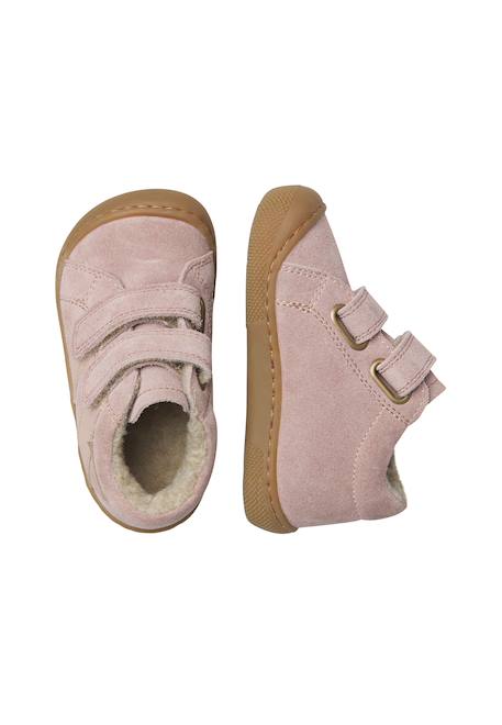 Chaussures barefoot enfant en cuir et daim sabby à scratch Cognac-gris foncé+Marron-vert olive+Rose poudré-rose 14 - vertbaudet enfant 