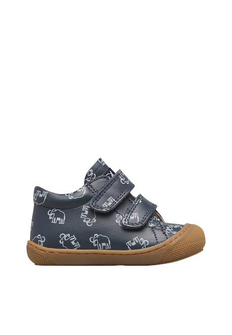 Chaussures premiers pas bébé garçon en cuir cocoon à scratch Marine-marron 1 - vertbaudet enfant 