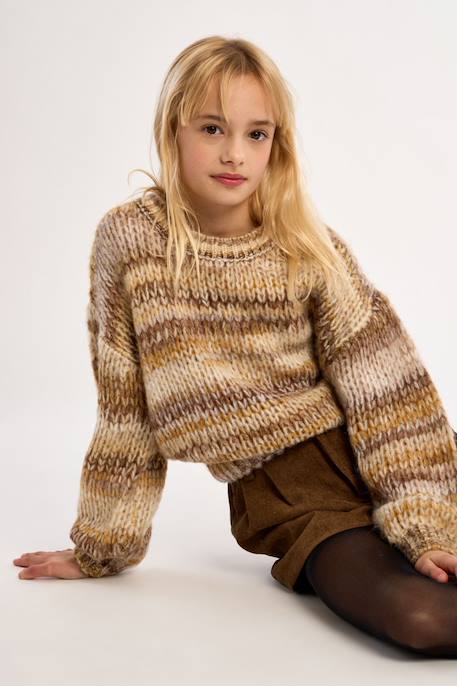 Pull en tricot tie-dye - fille Camel+Rose 1 - vertbaudet enfant 