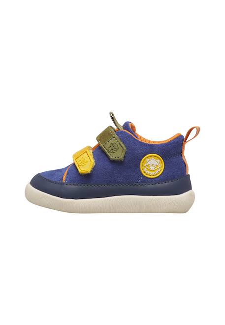 Baskets montantes bébé en simili cuir et synthétique yompy high à scratch Marine-vert+Pourpre foncé-rose 3 - vertbaudet enfant 