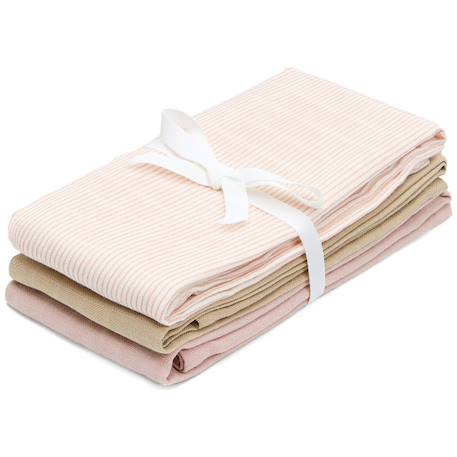 Lot de 3 langes bébé en mousseline classic stripes rose (70 x 70 cm) Rose 1 - vertbaudet enfant 
