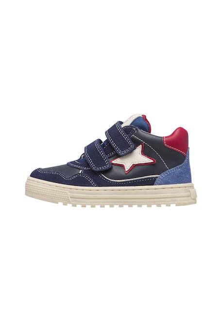 Baskets montantes enfant en cuir et daim hess high 3 à scratch Blanc-beige-rose poudré+Blanc-rose-rose poudré+Kaki-blanc-brun+Marine-bleu 18 - vertbaudet enfant 