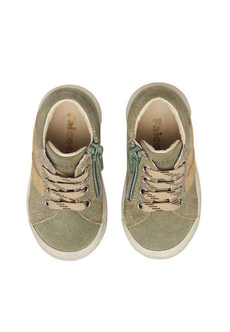 Baskets bébé garçon en daim gazer à zip Beige-vert militaire 4 - vertbaudet enfant 