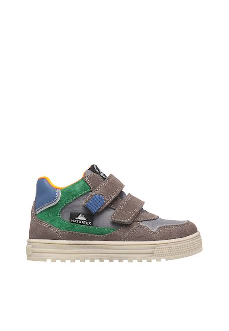 Baskets garçon en daim et tissu wanny à scratch, imperméables Anthracite-vert 1 - vertbaudet enfant 