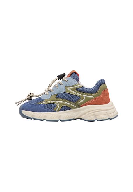 Baskets enfant en simili cuir et tissu yambe Bleu-kaki 3 - vertbaudet enfant 