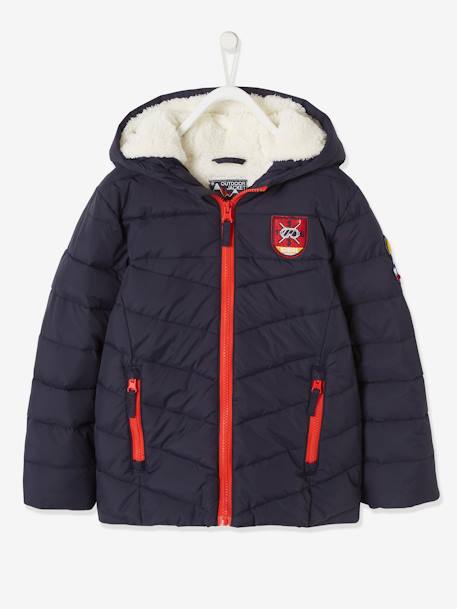 Mode enfant-Garçon-Manteau, veste-Doudoune-Doudoune de ski à capuche garçon doublée sherpa