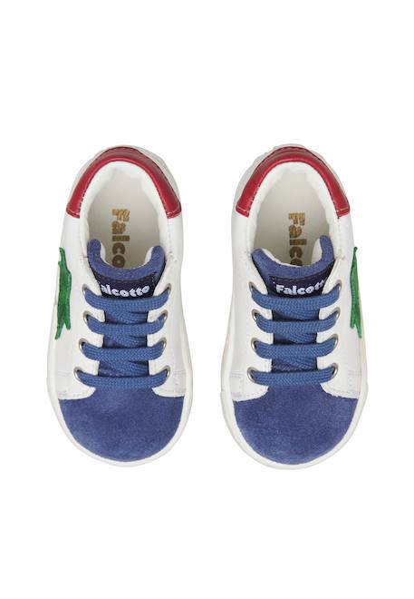 Baskets bébé en cuir et daim sasha Blanc-bleu clair+Blanc-rose 4 - vertbaudet enfant 