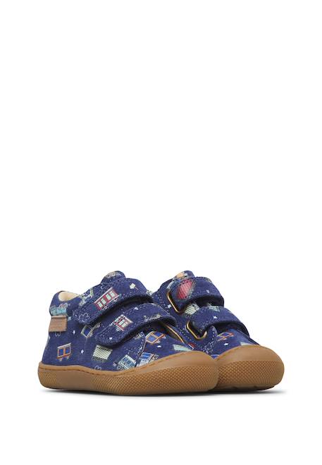 Chaussures premiers pas barefoot bébé garçon en daim amur à scratch Bleu-céleste 2 - vertbaudet enfant 