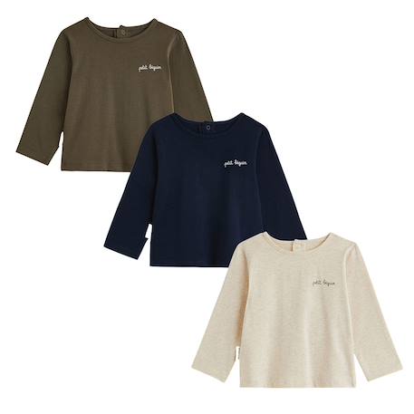 Lot de 3 t-shirts bébé manches longues Vert 2 - vertbaudet enfant 