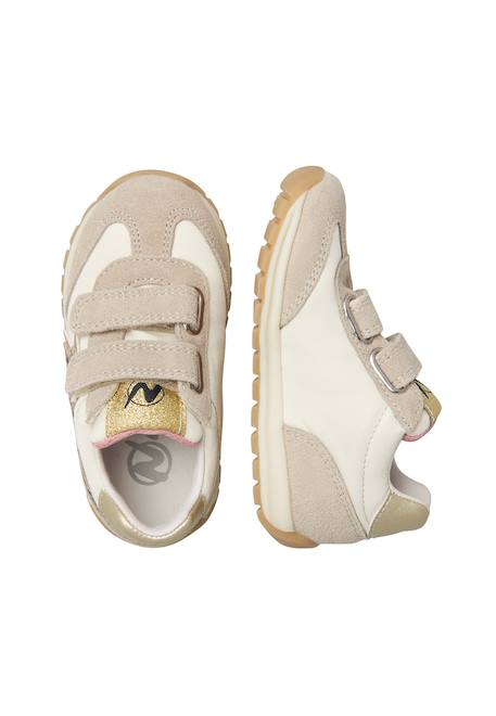 Baskets fille en daim et tissu technique crumi à scratch Blanc-beige-platine 4 - vertbaudet enfant 
