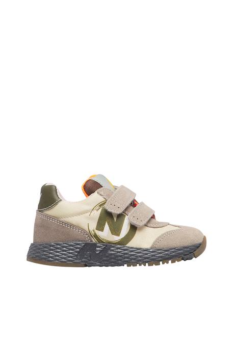 Baskets garçon en cuir et tissu jesko 2 à scratch Beige-marron-vert+Gris-blanc-orange+Kaki-vert-bleu ciel 1 - vertbaudet enfant 