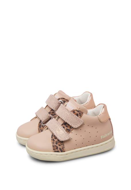 Baskets bébé fille en cuir et daim kiner à scratch Rose-marron 5 - vertbaudet enfant 