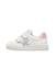 Baskets fille en cuir et tissu pailleté pinn à scratch Blanc-rose 3 - vertbaudet enfant 