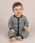 Combinaison 100% coton bébé Fond naturel raye indigo 1 - vertbaudet enfant 