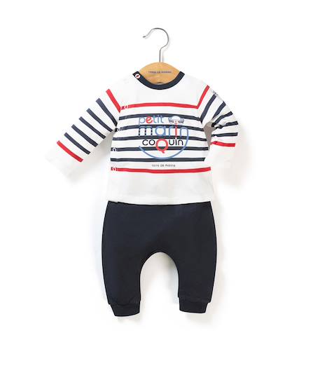 Ensemble pantalon + haut 100% coton bébé garçon Naturel 1 - vertbaudet enfant 
