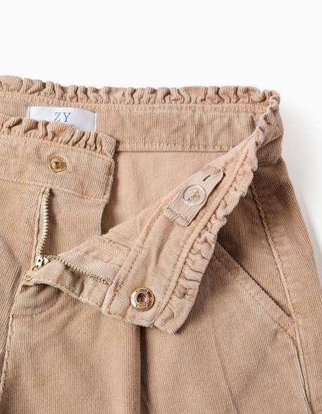 Short en velours côtelé avec taille paperbag à volants Beige clair+Marrón 3 - vertbaudet enfant 
