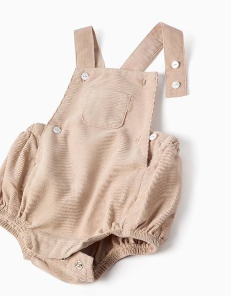 Body polo à manches longues + barboteuse en velours Beige clair 4 - vertbaudet enfant 