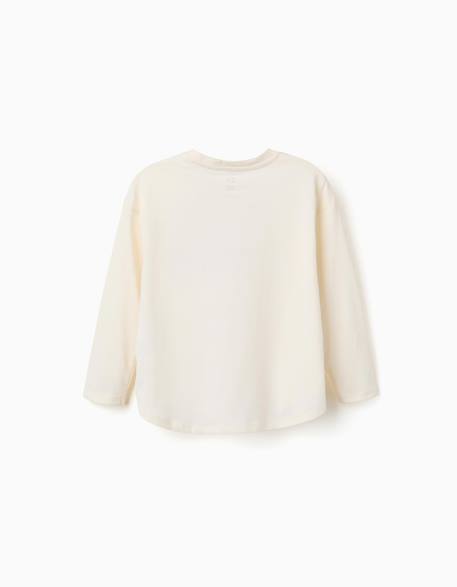 T-shirt en coton à manches longues avec imprimé maison Blanc 2 - vertbaudet enfant 