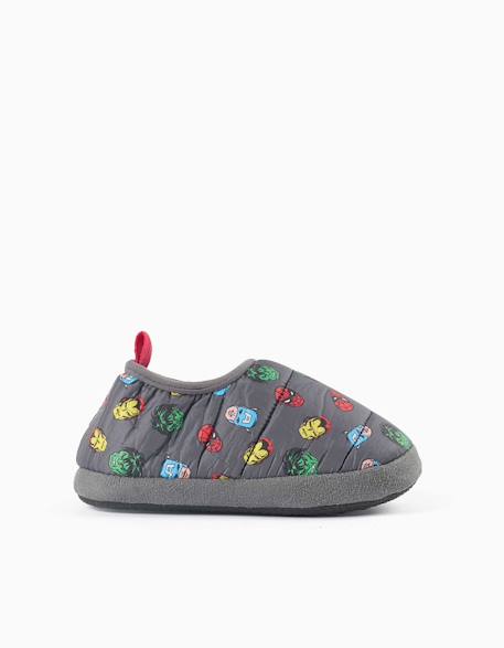 Chaussons matelassés avec imprimé avengers et doublure en sherpa Gris foncé 1 - vertbaudet enfant 