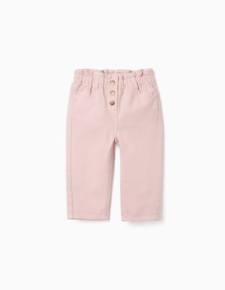 Pantalon baggy en sergé Rose 1 - vertbaudet enfant 