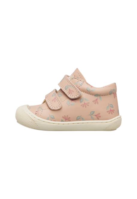 Chaussures premiers pas bébé fille en cuir cocoon à scratch Rose poudré-blanc 3 - vertbaudet enfant 