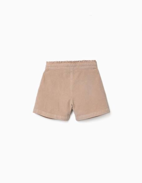 Short en velours côtelé avec taille paperbag à volants Beige clair+Marrón 2 - vertbaudet enfant 