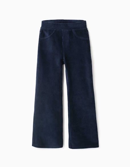 Legging évasé en velours côtelé avec taille élastique Bleu foncé+Vert 1 - vertbaudet enfant 