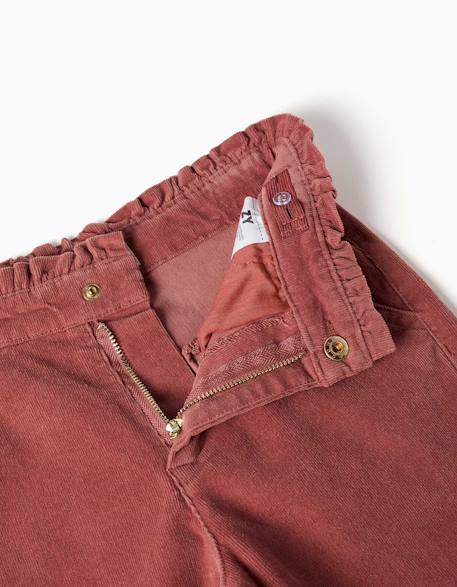 Pantalon en velours côtelé avec taille paperbag à volants Rose+Vert foncé 3 - vertbaudet enfant 