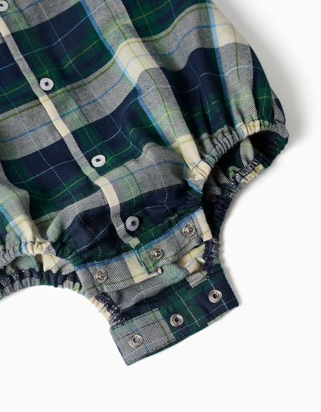 Body-chemise en coton à carreaux b&s Bleu foncé 4 - vertbaudet enfant 