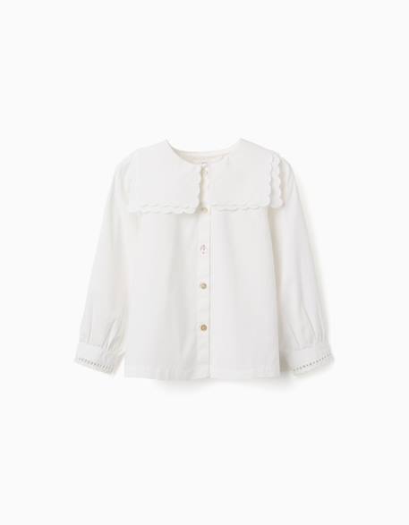 Chemise en coton à manches longues et col carré b&s Blanc 1 - vertbaudet enfant 
