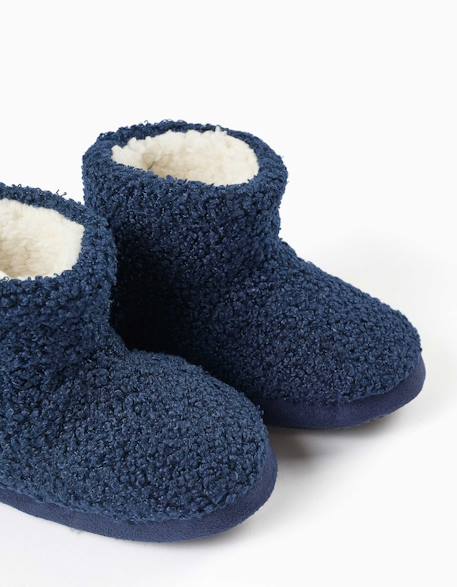 Chaussons montants en sherpa avec semelle antidérapante Bleu foncé 4 - vertbaudet enfant 