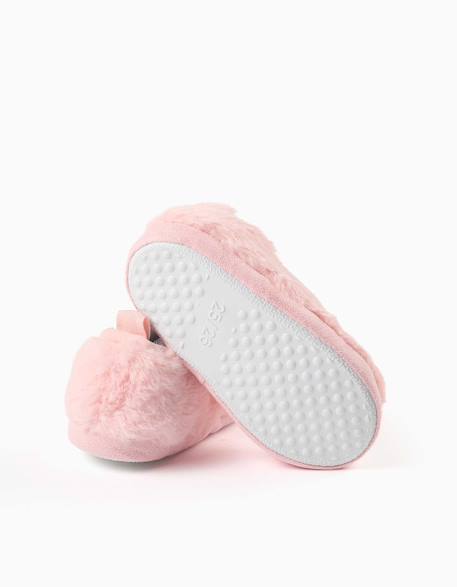 Chaussons en peluche avec broderie stitch Rose clair 3 - vertbaudet enfant 
