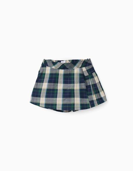 Jupe-short en coton à carreaux b&s Bleu foncé 1 - vertbaudet enfant 