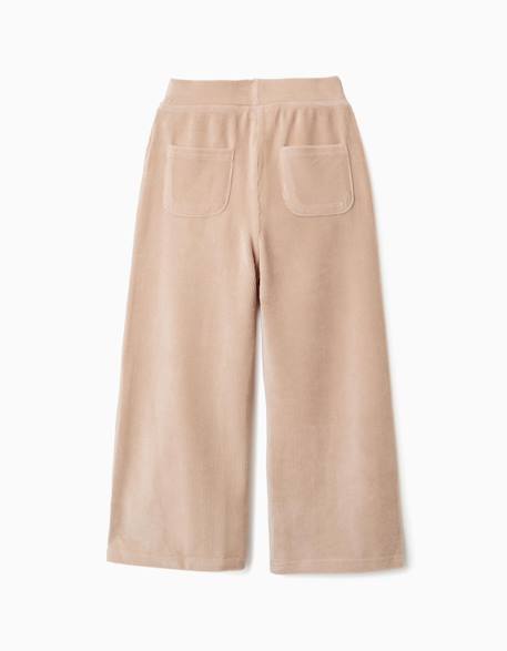 Pantalon à jambe large en velours côtelé avec taille élastique Beige clair 2 - vertbaudet enfant 