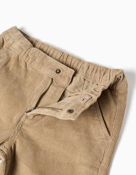 Pantalon chino à coupe droite en velours côtelé Beige 3 - vertbaudet enfant 
