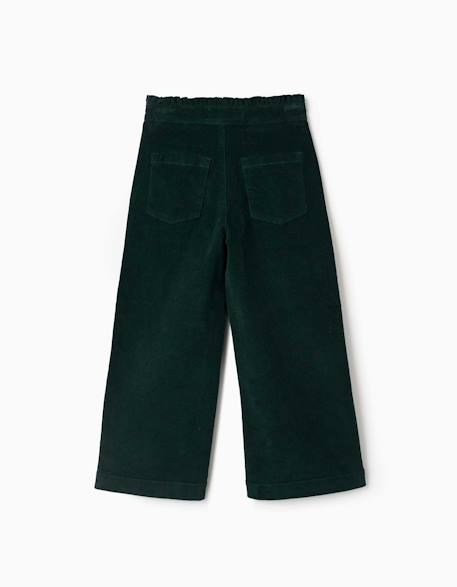 Pantalon en velours côtelé avec taille paperbag à volants Rose+Vert foncé 5 - vertbaudet enfant 