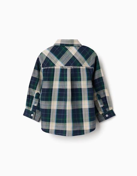 Chemise en coton à manches longues à carreaux b&s Bleu foncé 2 - vertbaudet enfant 