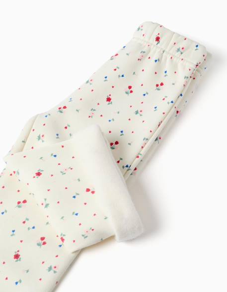 Pantalon évasé en coton peigné avec motif floral Blanc 3 - vertbaudet enfant 