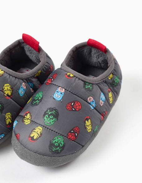 Chaussons matelassés avec imprimé avengers et doublure en sherpa Gris foncé 4 - vertbaudet enfant 