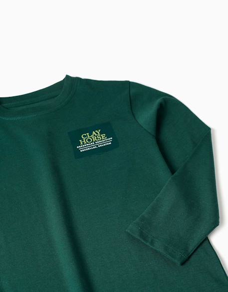 T-shirt en coton à manches longues avec imprimé clay horse Vert foncé 3 - vertbaudet enfant 
